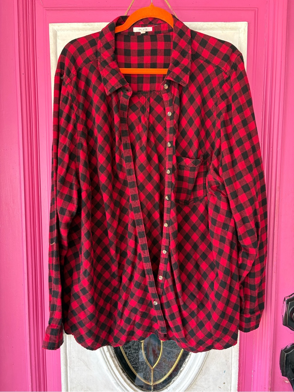 Maurices Red and Black Buffalo Plaid Women's Button-Down Shirt
